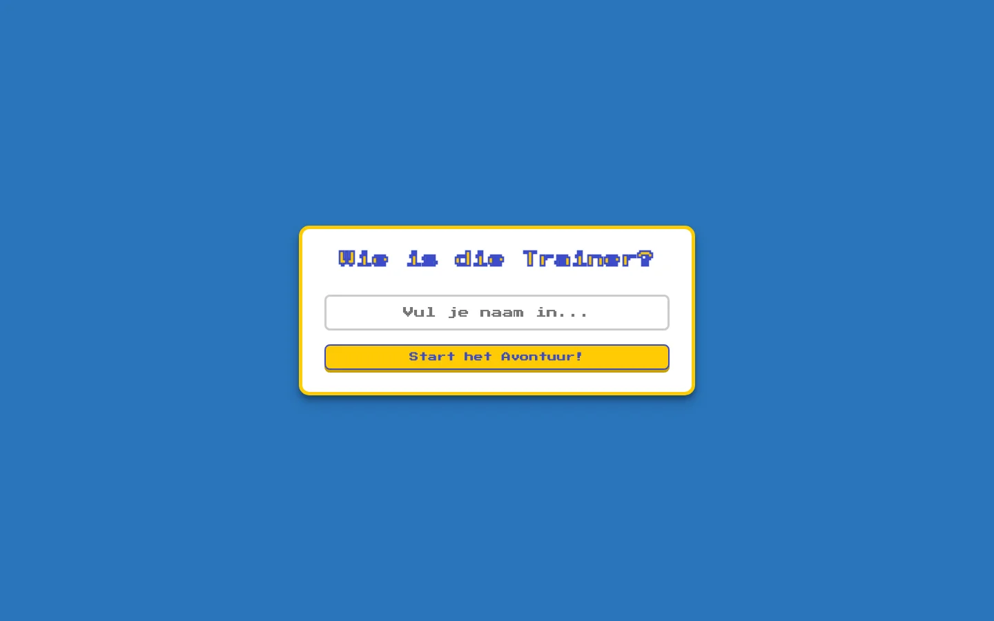 The blue welcome screen of the Pokémon guessing game.