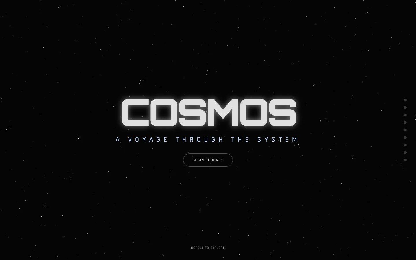 The COSMOS welcome screen against a starry sky.
